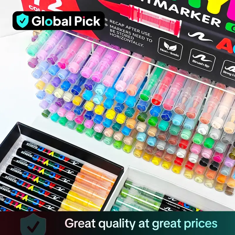Soft Head Painting Graffiti Stacking Color Pen, 1 Set Straight Liquid Acrylic Drawing Markers, Art Supplies for Students DIY ...