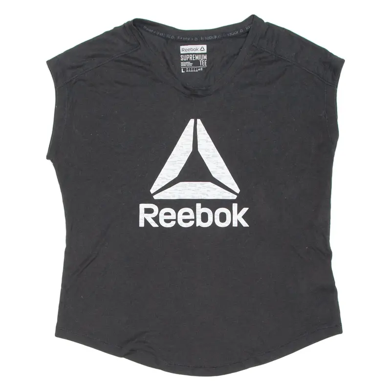 REEBOK Womens T-Shirt Black L