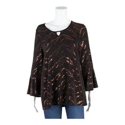 COUTURE LINE Y2K Shimmer Top Gold Crew Neck Long Sleeve Womens L