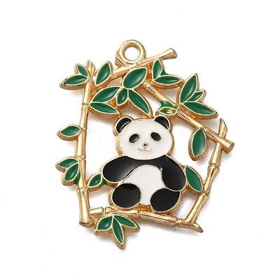 Rack Plating Panda Theme Alloy Enamel Pendants