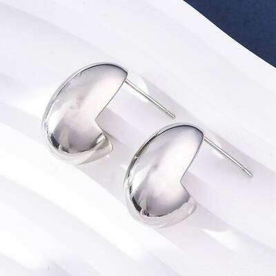 Oval Brass Stud Earrings