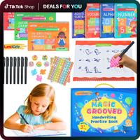 Magic Grooved Writing Practice, Reusable Grooved Handwriting Workbooks, Large Writing Practice Books for Kids Ages 3-8, Kinde...