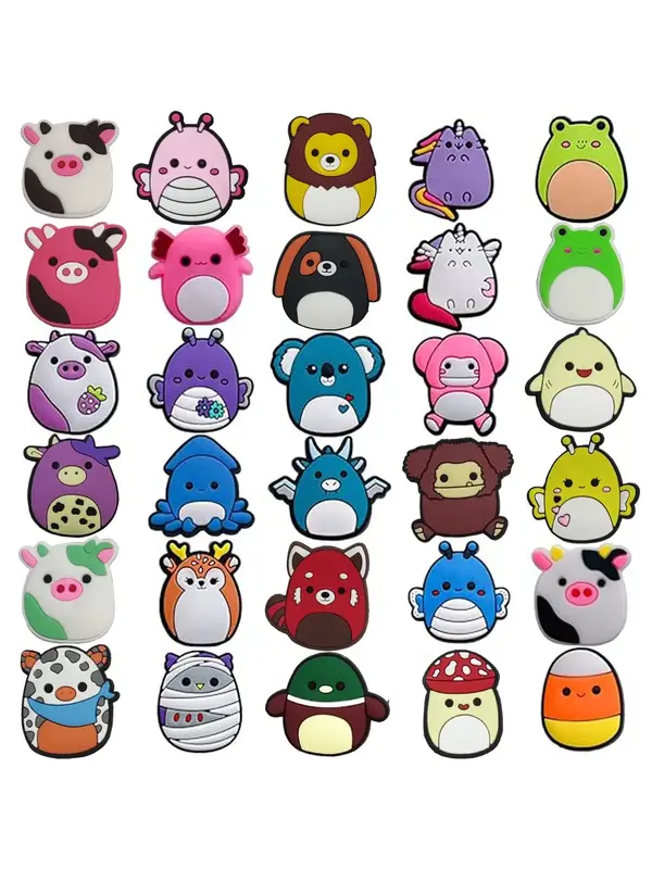 30pcs Cute Cartoon Pig Shaped Shoe Decoration for Clogs, Animal Design Shoe Charm for Party, Cute All-match Clogs Shoes Acces...