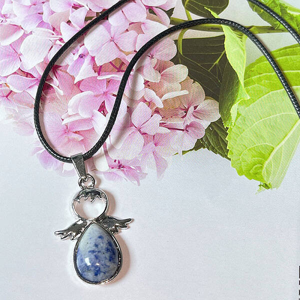 Angel Wings Crystal Teardropt Pendant Necklaces
