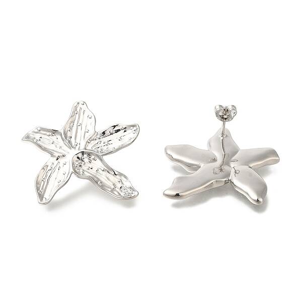 Rack Plating Starfish Brass Stud Earrings