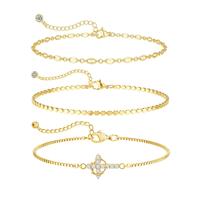 TEWIKY 2/3 PCS Crown Cross Bracelets For Women Dainty Stackable Bracelets Trendy Sparkling Waterproof Bracelet Set Adjustable...