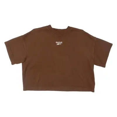 REEBOK Cropped Top Womens T-Shirt Brown Crew Neck L