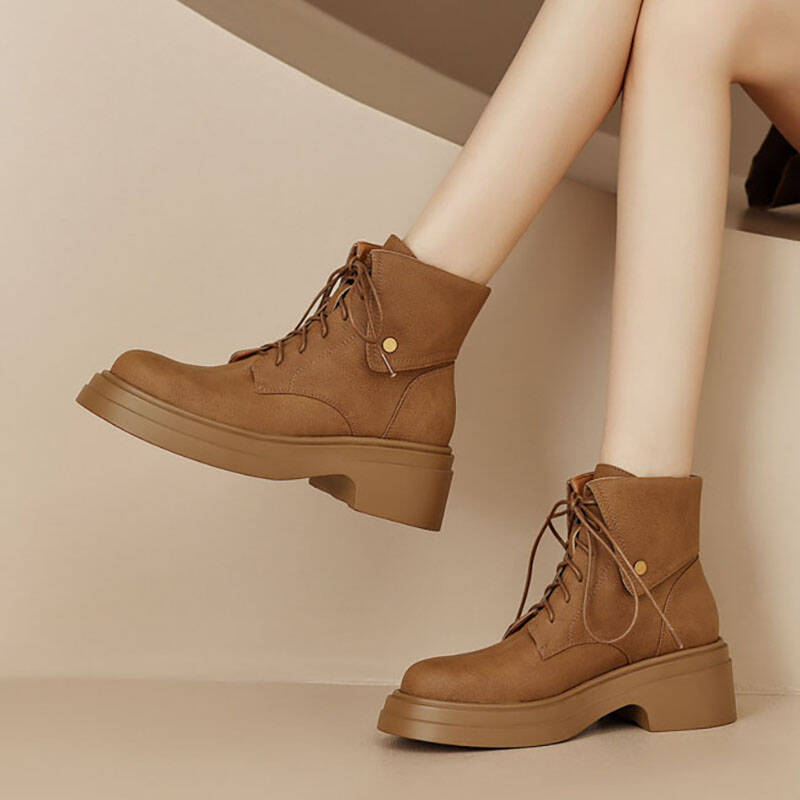 CHIKO Ynes Round Toe Block Heels Ankle Boots