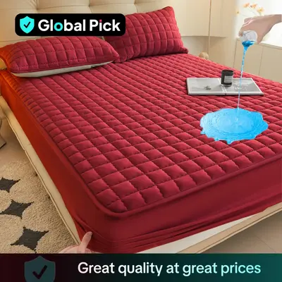 Solid Color Waterproof Mattress Cover, 1 Count Soft Comfortable Breathable Fitted Sheet/2 Counts Pillowcase without Filler, B...