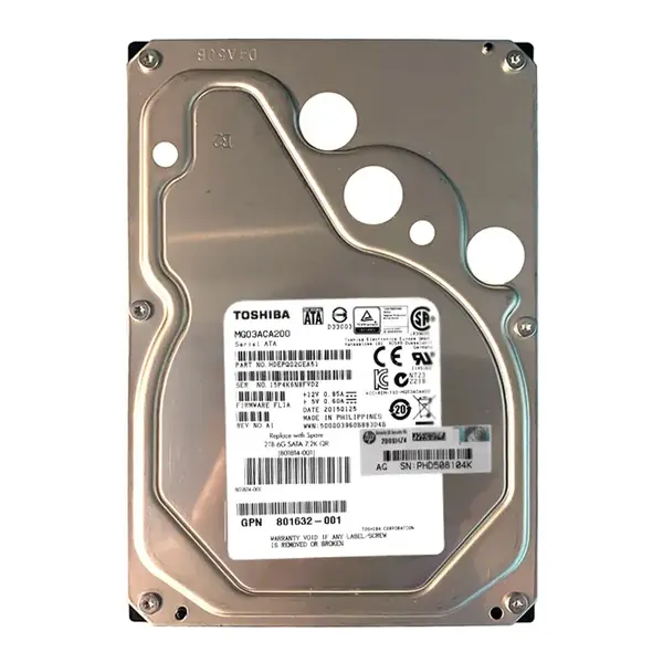801814-001 HP 2TB 7200RPM SATA 6Gbs Midline Quick Release 3.5-inch HDD