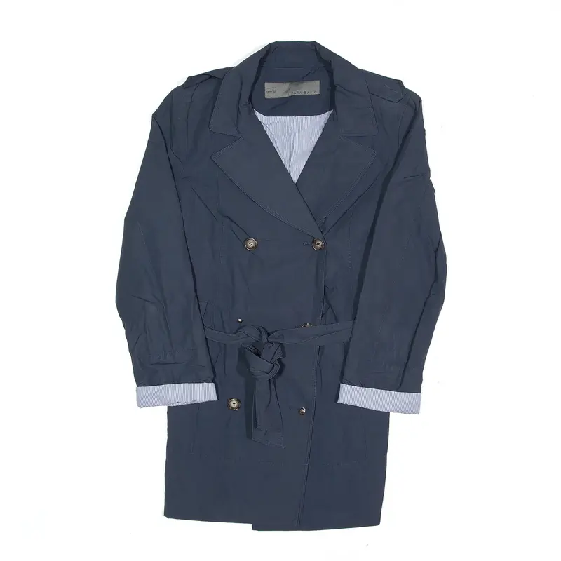 ZARA BASIC Pea Jacket Blue Womens M