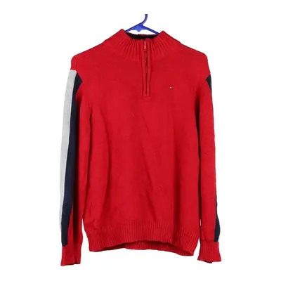 Age 18-20 Tommy Hilfiger 1/4 Zip - Large Red Cotton Blend
