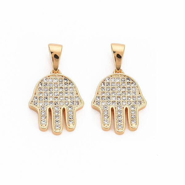 Brass Micro Pave Clear Cubic Zirconia Pendants