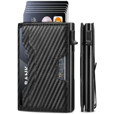 Wallet for Men, Mens Wallet Minimalist Slim Wallet, Smart Pop Up Case Wallet with Money Clip RFID Blocking Bifold Wallet