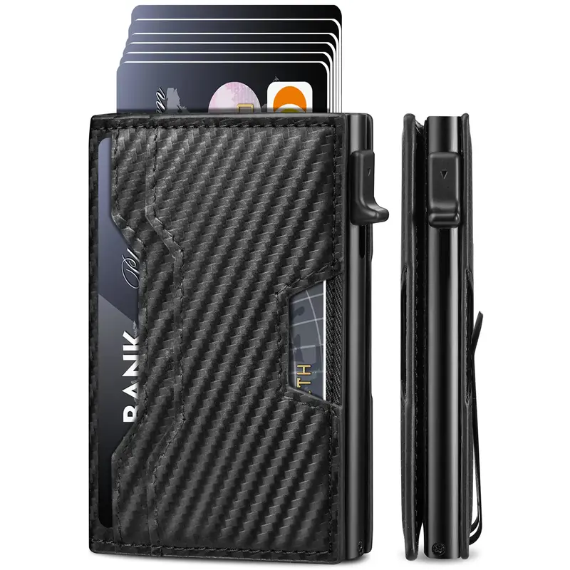 Wallet for Men, Mens Wallet Minimalist Slim Wallet, Smart Pop Up Case Wallet with Money Clip RFID Blocking Bifold Wallet