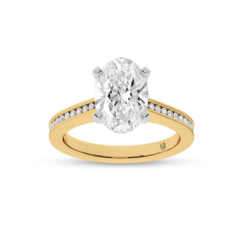 Paris Channel Set Oval Lab Diamond Engagement Ring | 10K Yellow Gold 3 1/4 CT. TW.