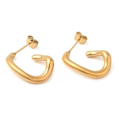 PVD Vacuum Plating 304 Stainless Steel Irregular Trapezoid Stud Earings