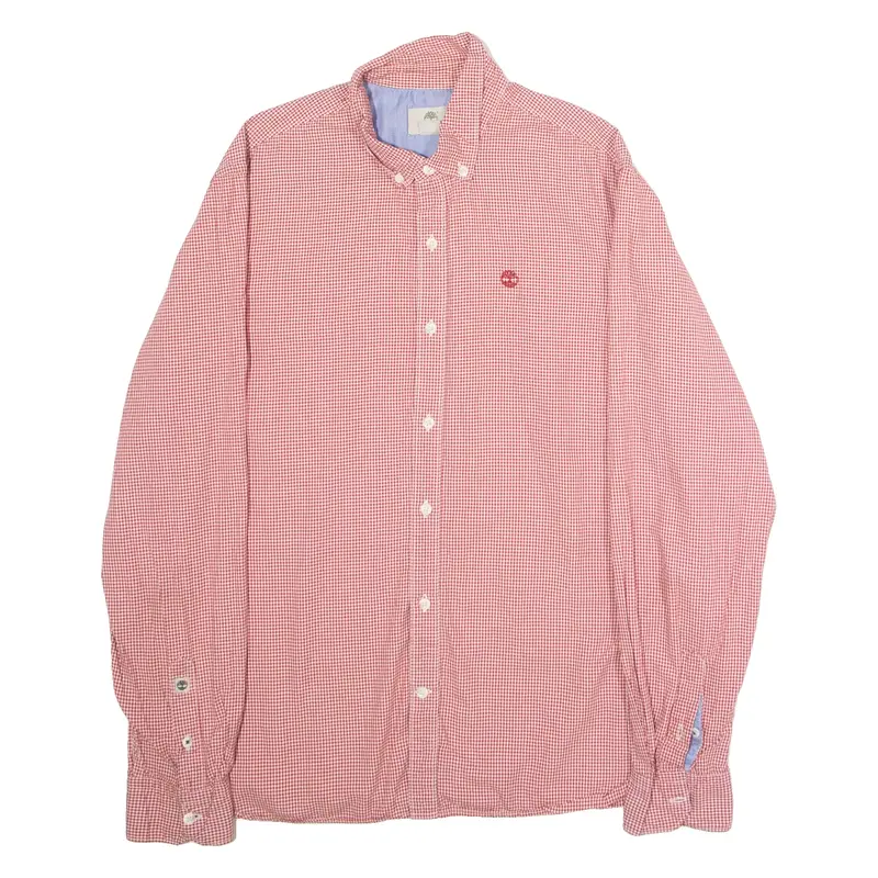 TIMBERLAND Slim Fit Mens Shirt Red Gingham Long Sleeve XL