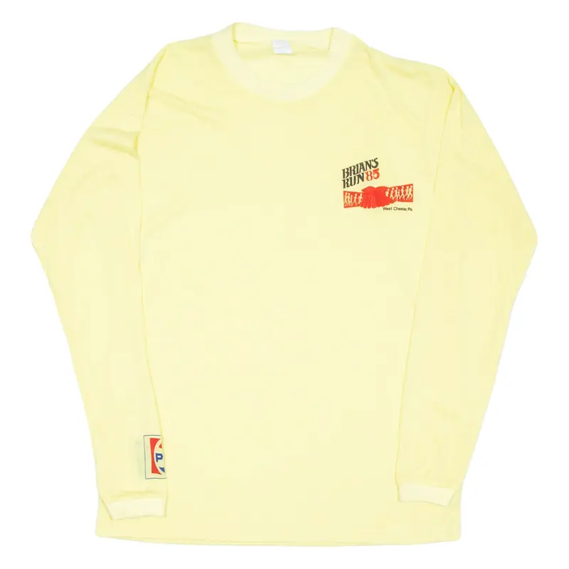 Mens T-Shirt Yellow Long Sleeve USA L