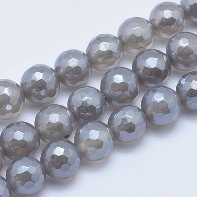 Electroplated Natural Grey Agate Beads Strands