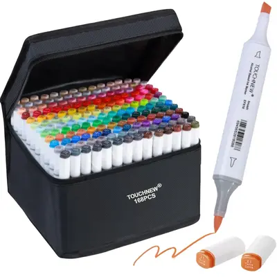 Colored Brush Markers, 30/60/80/168pcs Dual Tip Artist Brush & Chisel Tip Sketch Art Markers, Aesthetic Cute Preppy Stuff Sch...