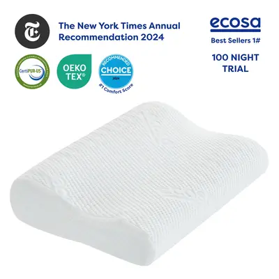 【100 Night Trial】Ecosa Adjustable Memory Foam Pillow, Neck & Shoulder Pain Relief, Snoring Reduction, Cervical Support, T...
