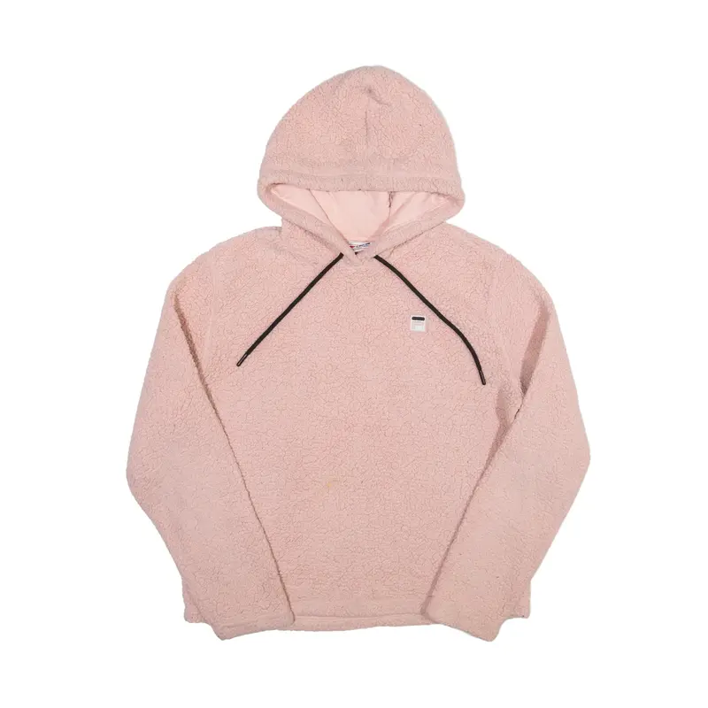 FILA Fluffy Hoodie Pink Pullover Womens M