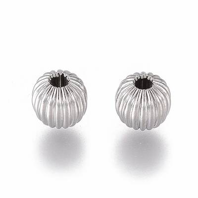 Tarnish Resistant Round 304 Stainless Steel Corrugated Beads
