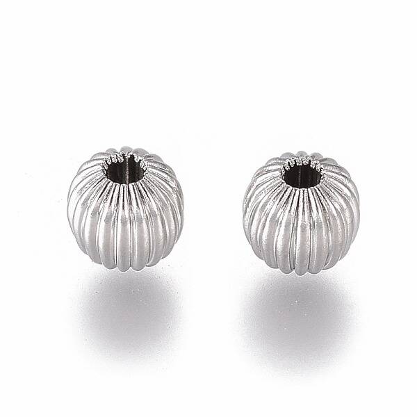 Tarnish Resistant Round 304 Stainless Steel Corrugated Beads