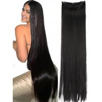 Black Extra Long Straight Hair 5 Clips Hair Extensions Ponytail Extension For Ladies Girls 20~40 Inches Clip In Extensions Ha...