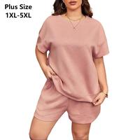 【1XL-5XL】Plus Size Curve Beautife Womens Loungewear Set Short Sleeve Tops and Shorts 2 Piece Outfits Plus Size Oversized ...