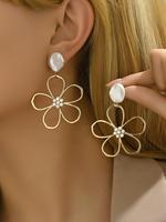 Faux Pearl Decor Flower Design Earrings, Fashion High Quality Earrings for Party, Daily Clothing Decor, Trendy All-match & Ex...