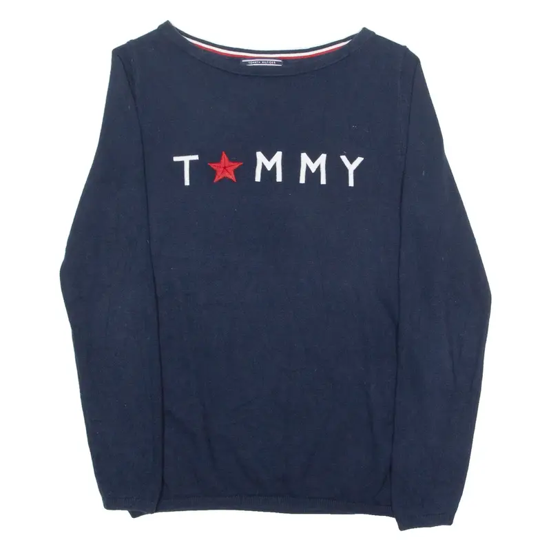 TOMMY HILFIGER Womens Jumper Blue Tight Knit S