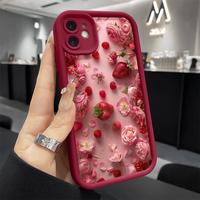 Strawberry and Pink Moonflower Advanced fashion gift Case for iPhone 16 15 14 Pro Max 16E 13 12 11 XR XS Plus Shockproof Non ...