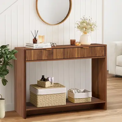Giratree Narrow Console Table with 2 3 Drawers, Entryway Table with Storage, Table Behind Sofa Long for Living Room TV, Hallw...