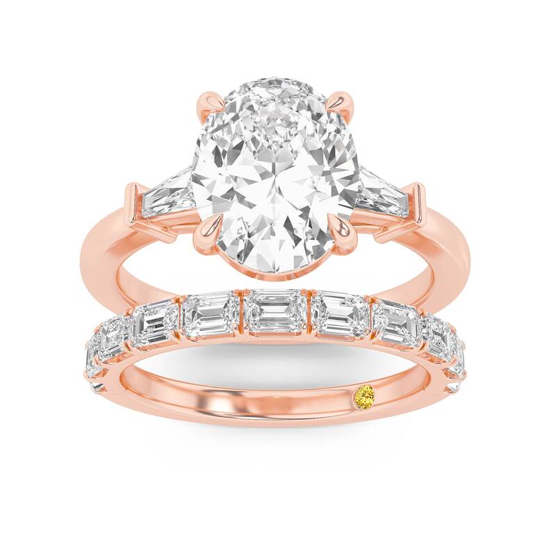 Valentina Lab Grown Oval Shaped Diamond Engagement Ring with the Juliet Wedding Band | 14K Rose Gold 2 3/4 ct. tw.