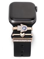 Fashionable Watch Band Decorative Ring Loop, Rhinestone Decor Heart & Eye Design Watch Band Accessories for Women & Girls, Tr...