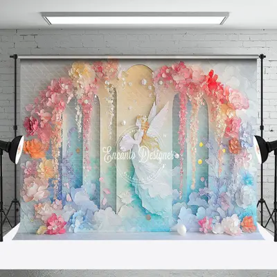 Aperturee Colorful Fairy Tale Floral Angel Fine Art Backdrop - Aperturee