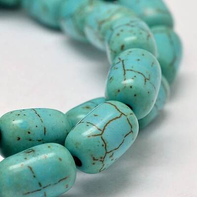 Dyed Barrel Synthetic Turquoise Beads Strands