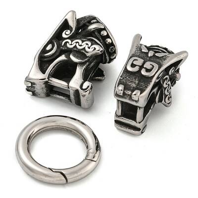 Tibetan Style 304 Stainless Steel Spring Gate Rings