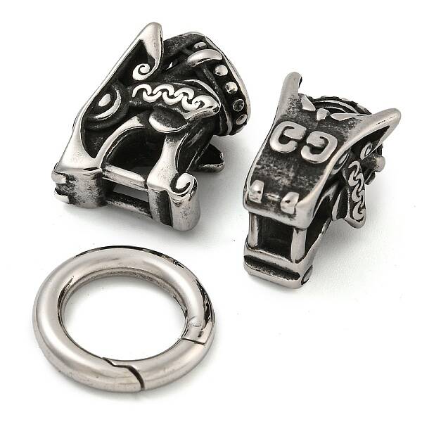 Tibetan Style 304 Stainless Steel Spring Gate Rings