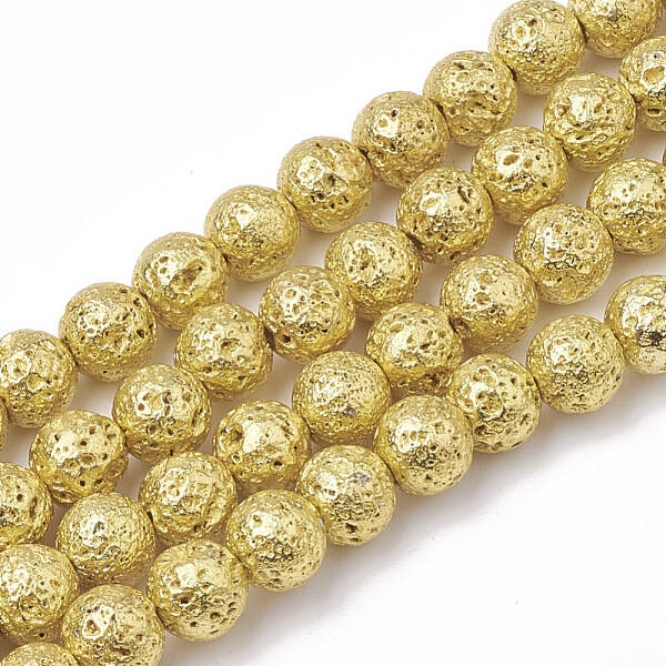 Electroplated Natural Lava Rock Beads Strands