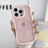For Magsafe Matte Curly Wave Phone Case For iPhone 16 12 13 14 15 Pro Max Luxury Magnetic Wireless Charging Frosted Back Cove...