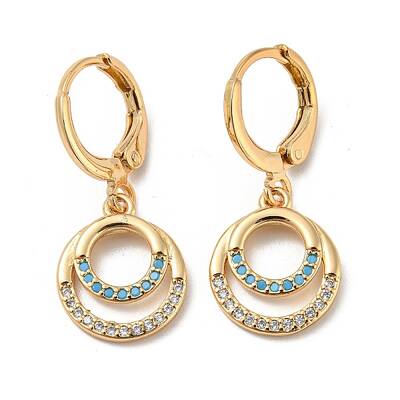 Real 18K Gold Plated Brass Dangle Leverback Earrings
