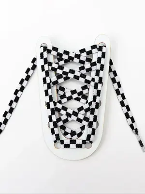 2024 New Style Plaid Pattern Shoelaces, Casual Flat Shoelaces for Sneakers, Sports Shoes for Daily Use, Fashionable Shoes Acc...