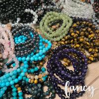 Fancy Stretchy Gemstone Bracelets - Assorted Colors & Designs for Stylish Wear 8mm Bead Size Comfortable Fit One Size Fits Al...