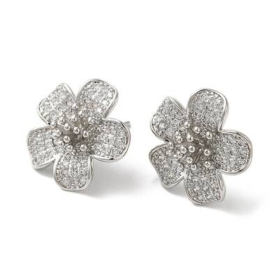 Rack Plating Brass Clear Cubic Zirconia Stud Earrings