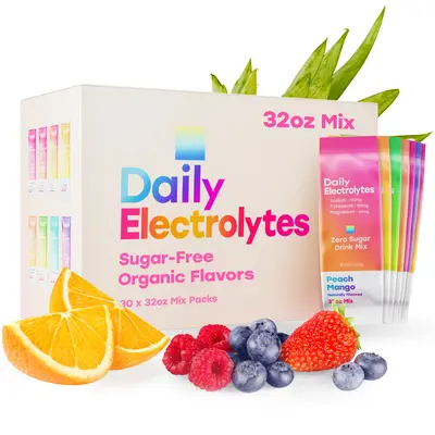 Daily Electrolytes, Himalayan Pink Salt No-Sugar Electrolyte Drink Mix | Hydration Powder Packets Beverage Naturally Sweetene...