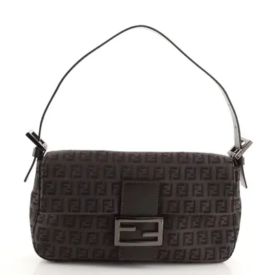 Pre-owned FENDI Canvas Shoulder Bags PreOwned Zucchino Baguette