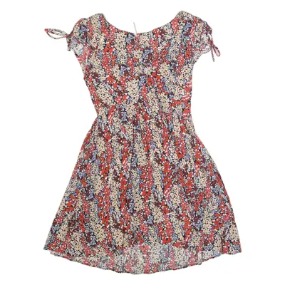 Womens Fit & Flare Dress Red Viscose Floral Sleeveless Knee Length S